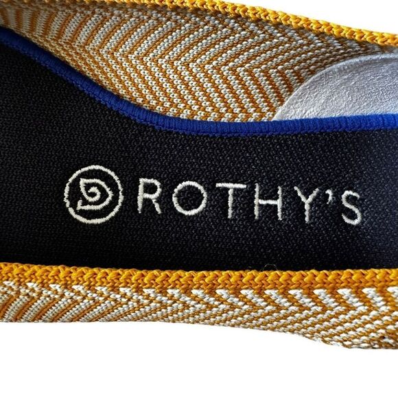 Rothy’s The Point Toe Yellow White Chevron Slip On Shoes Ballet Flats Knit  Sz 7 - Picture 8 of 15